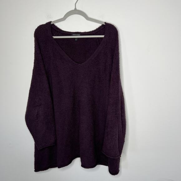 Eileen Fisher Sweater Womens 3X Purple Organic Cotton V Neck Oversized Tunic - Picture 6 of 9